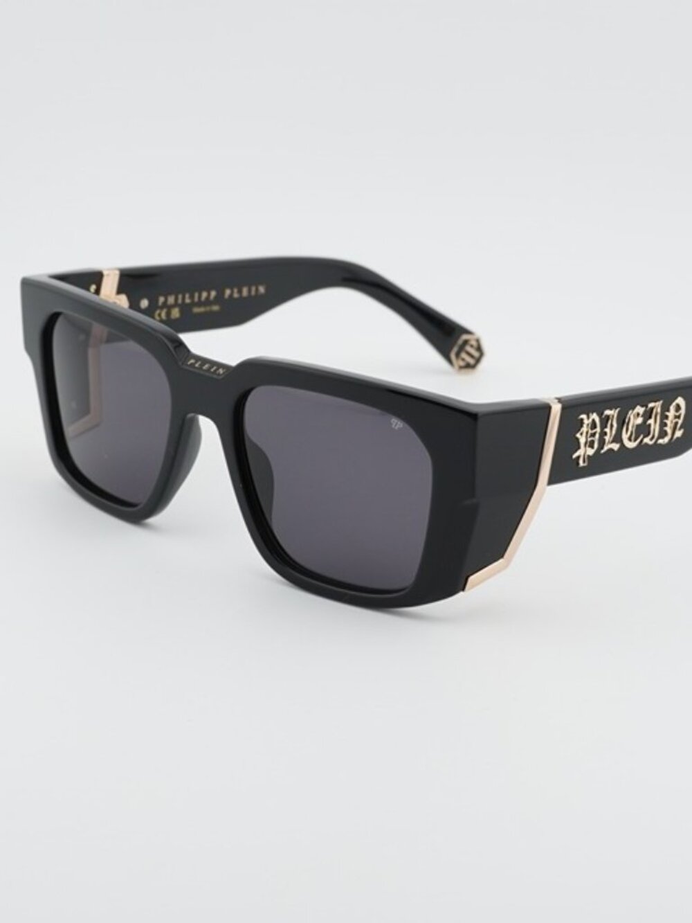 Philipp Plein SPP130M 0700 Sunglasses Black Square Frame, Grey Lenses